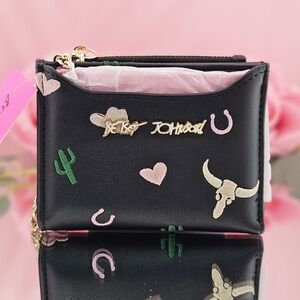 Betsey Johnson Black Western Wallet With Card Case Chain Detail Desert Cowgirl